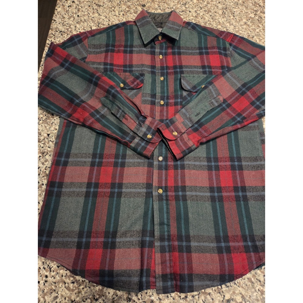 David Taylor Mens Plaid Flannel Shirt Long Sleeve Red Green Blue Size M 1198